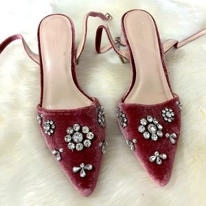 Rhinestone Velvet Heeled Sandals (F21)
